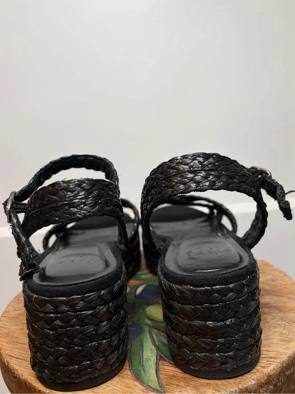 Woven Black Platform Sandals - Women’s 7.5